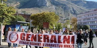 Zdravstveni radnici u HNK ponovo na ulicama